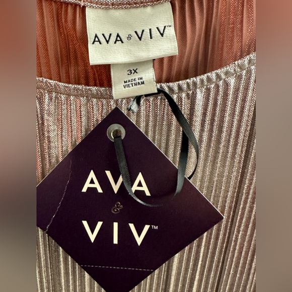 Ava & Viv Champagne Pink Long Sleeve Plisse Pleated Blouse & Ruffle Cuff… - Picture 8 of 10